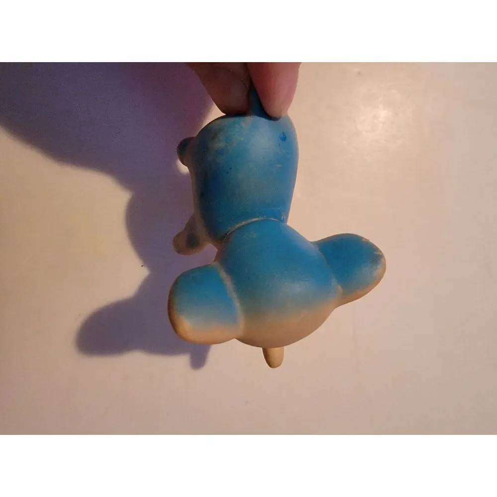 Vintage Blue Elephant Vinyl Rubber Squeaky Toy Vtg‎ Retro Rare